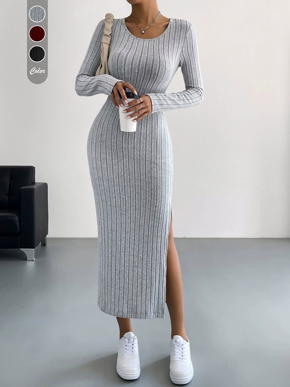 ZARA Petite Spring Summer Commuter Midi Dress Slim Fit Slit Hip Hugging